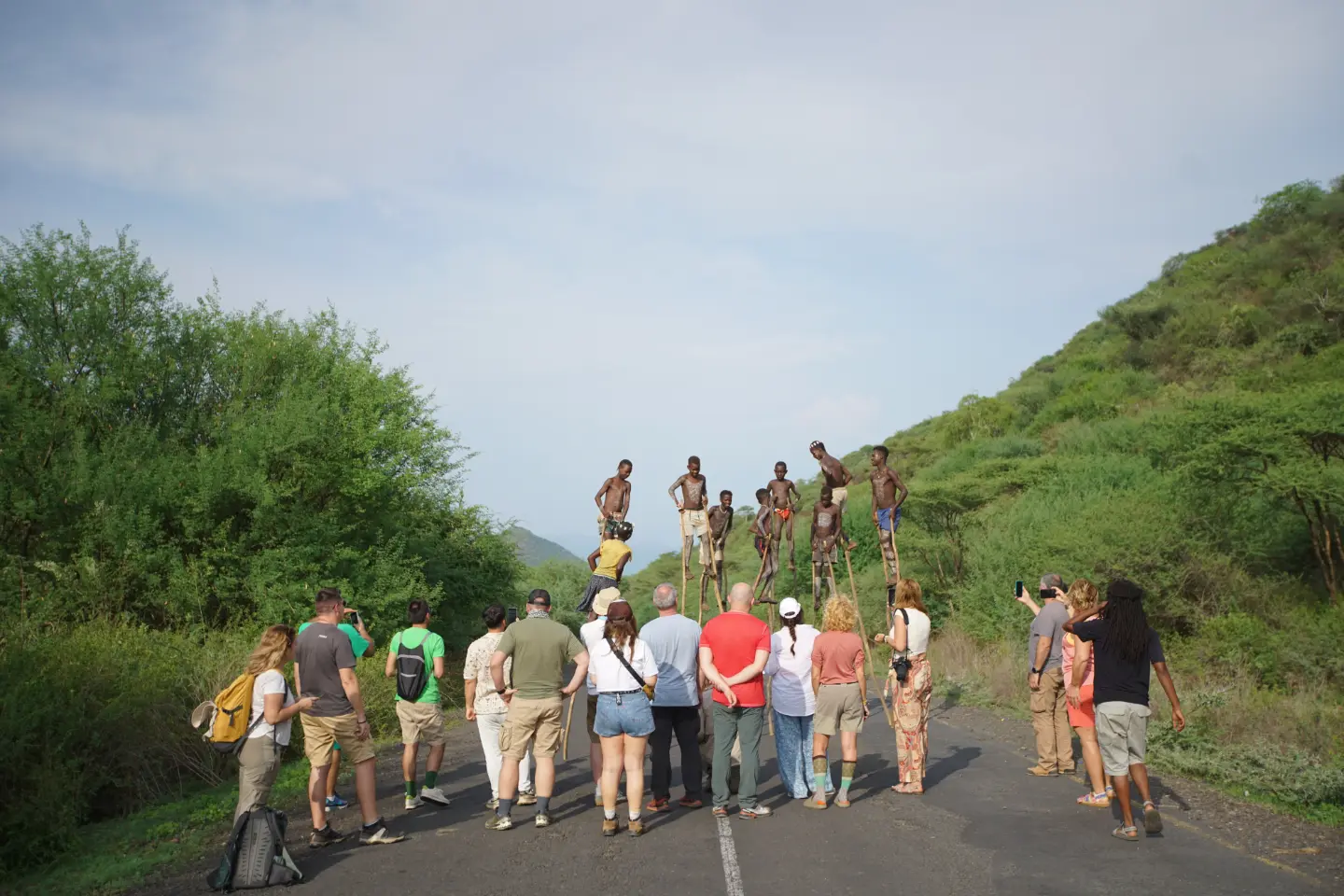 Stilt walking among the Banna Tribe in Ethiopia's Omo Valley.